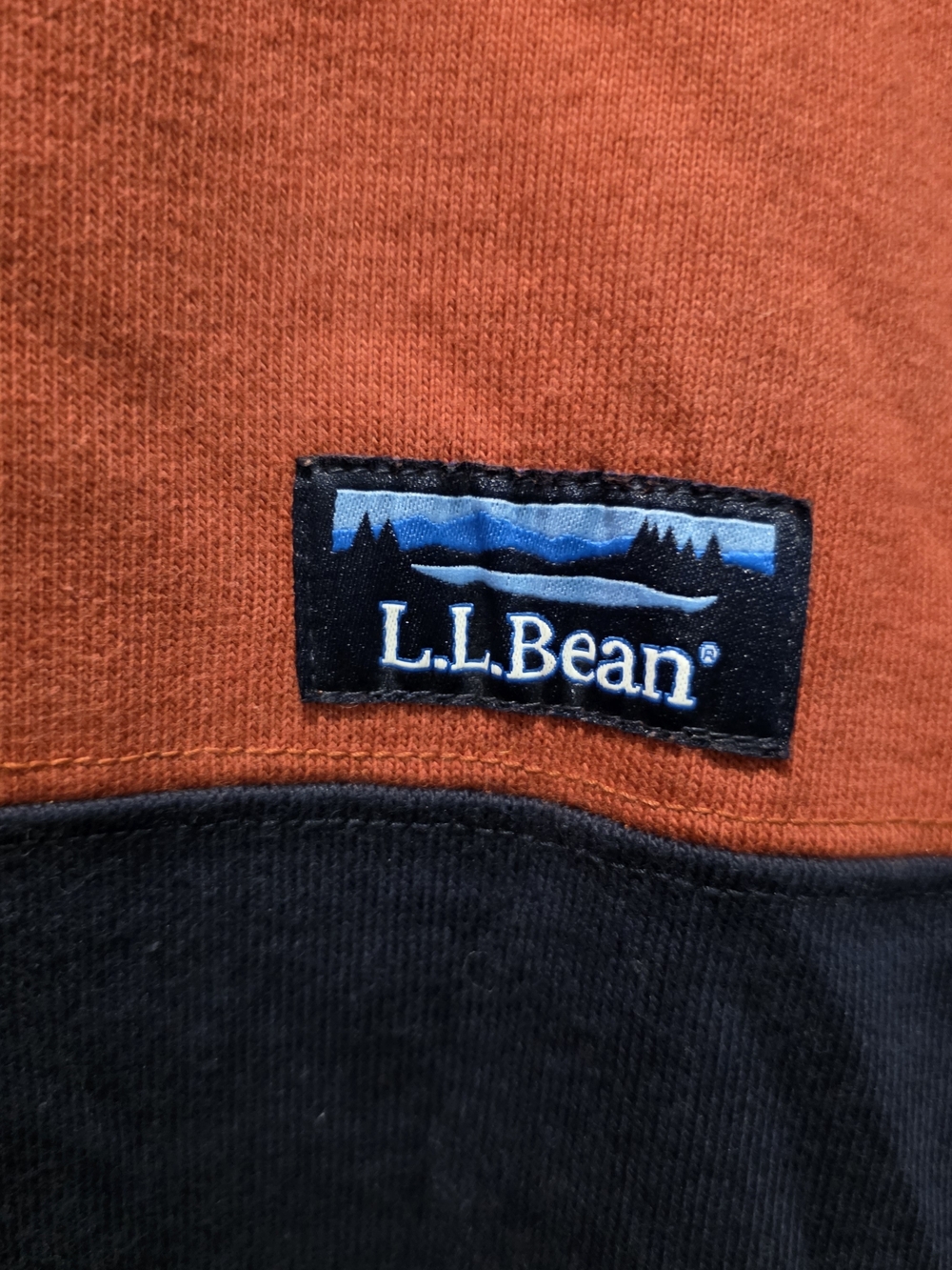 L.L. Bean Men's Colorblock Crewneck Sweatshirt Size L Rust blue Gorpcore 90s - Picture 3 of 5